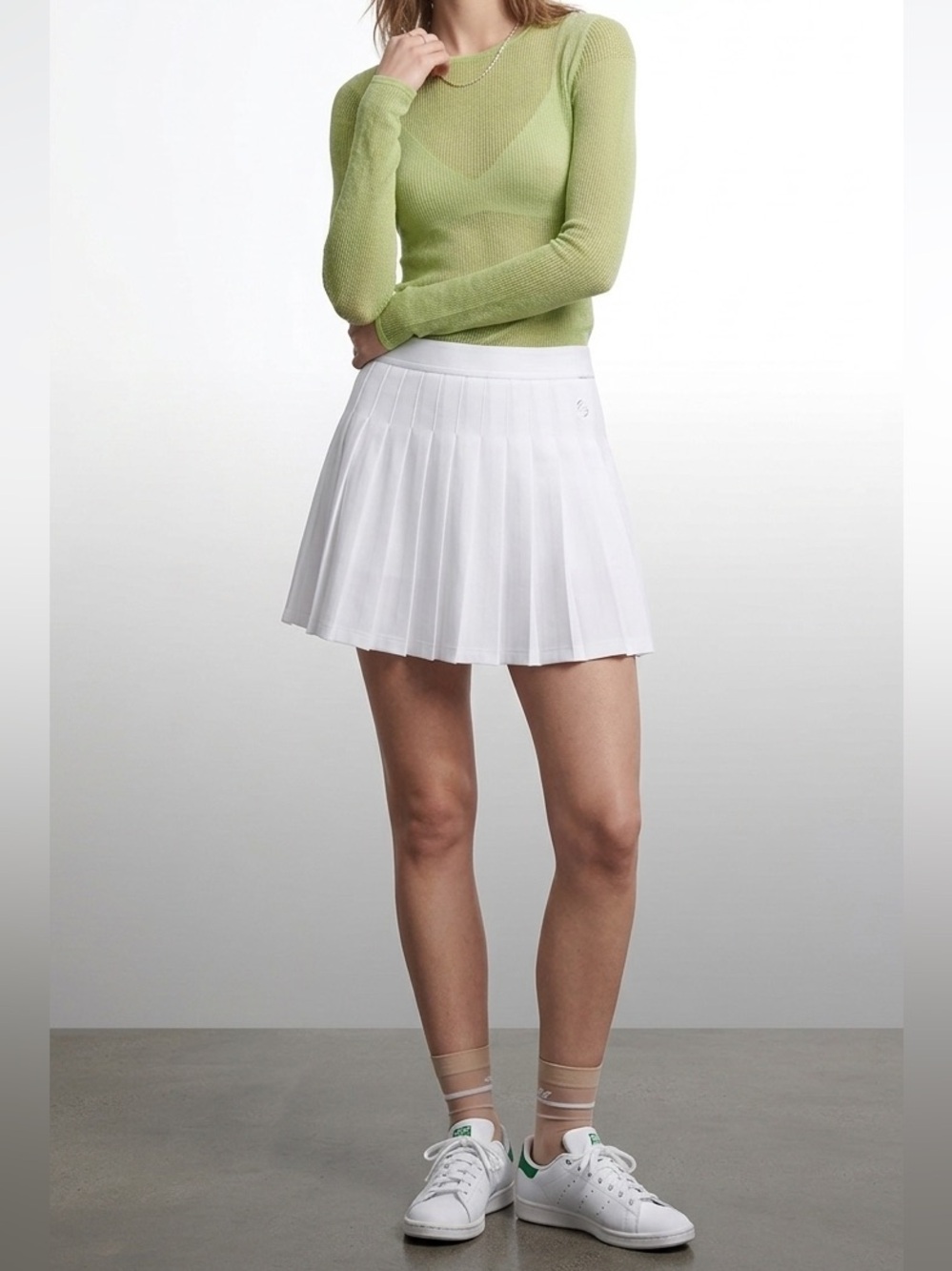 Aritzia Sunday Best Green Down Town Mesh Knit Crewneck Sweater Top Extra Small - Picture 15 of 15